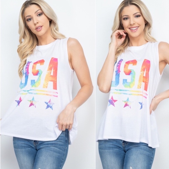 USA VIBRANT TIE DYE LOGO STAR TANK - Picture 3 of 4